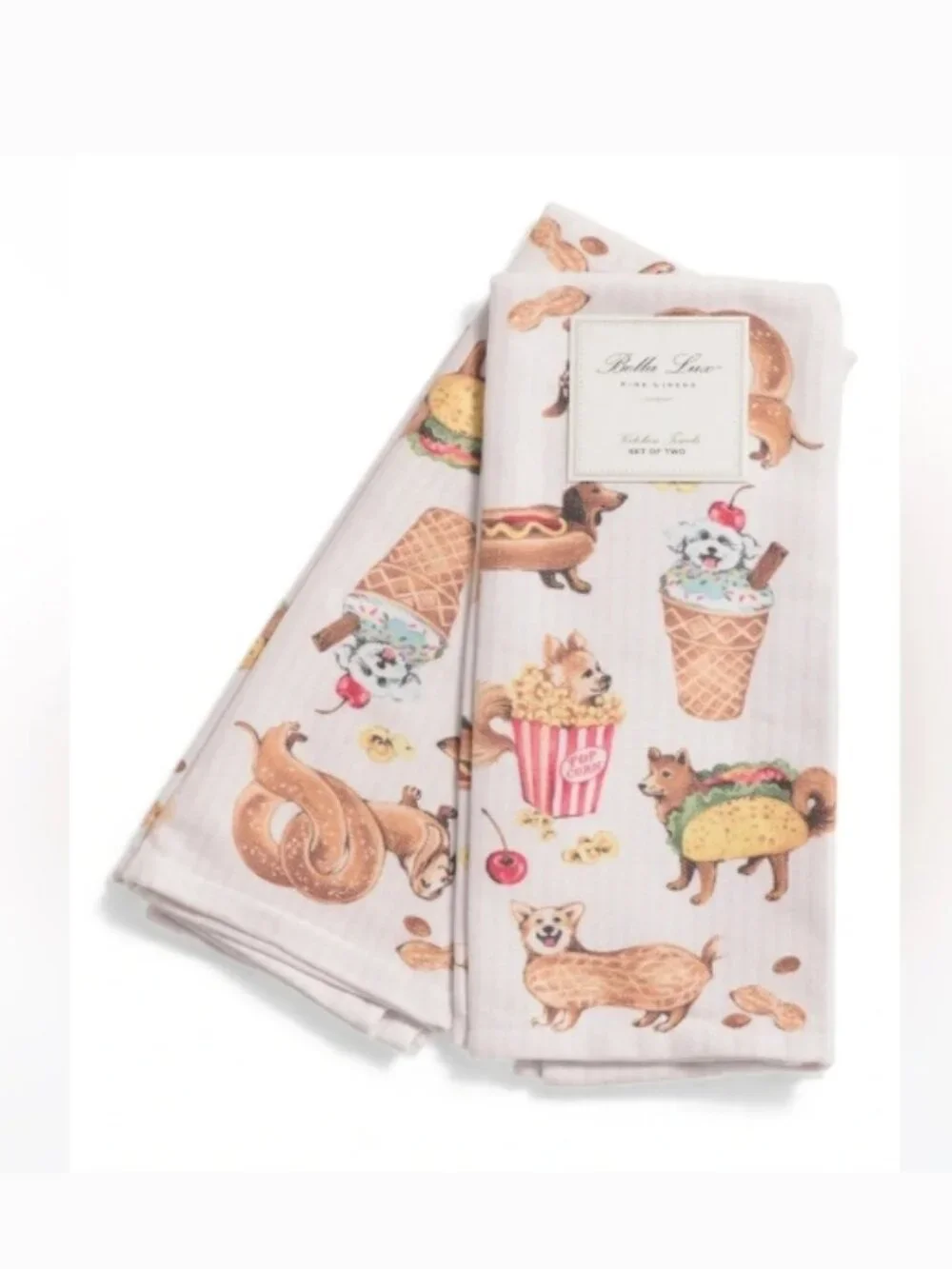 NWT Bella Lux Circus Pups Kitchen Towel Set of two